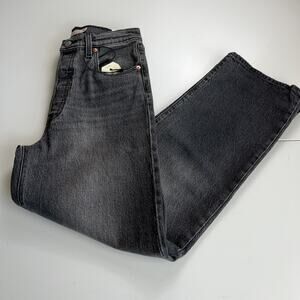 Levi's Premium Women Ribcage Straight Ankle Button Fly Jeans 25x27 Black NWT